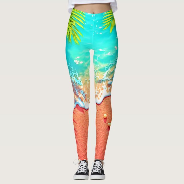 Strandparadies mit rosa Sand Design Leggings (Vorderseite)