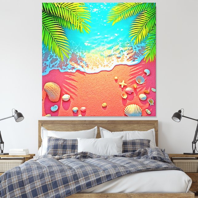 Strandparadies mit rosa Sand Design Leinwanddruck (Insitu (Schlafzimmer))