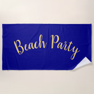 STRANDPARTY Lustiges Skript auf königsblauem Marin Strandtuch