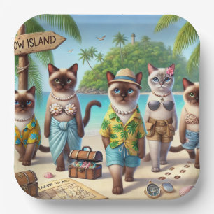Strandparty Siamkatze Strand Tropischer Sommer Pappteller