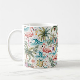 Strandparty Tropische Palmen Rosa Flamingos Kaffeetasse