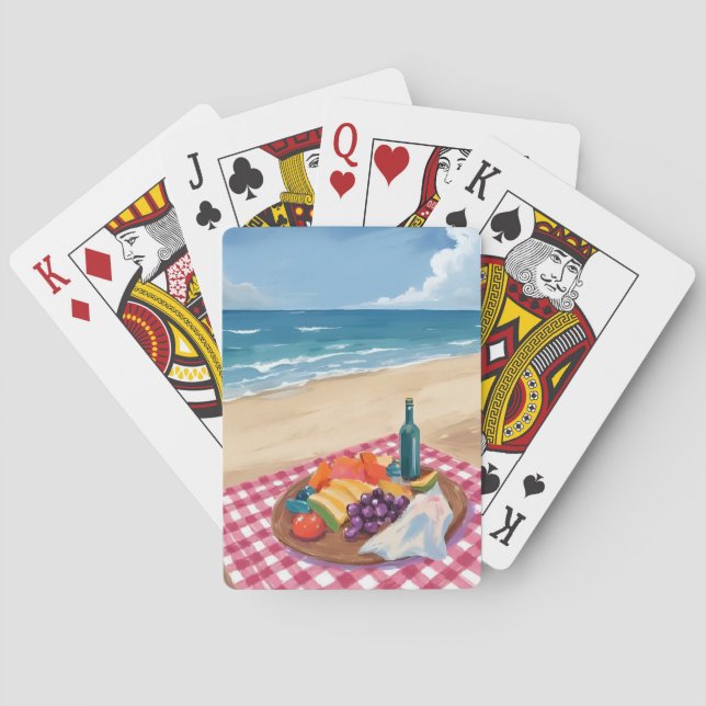 Strandpicknick | Gemälde der Meeresküste Spielkarten (Rückseite)