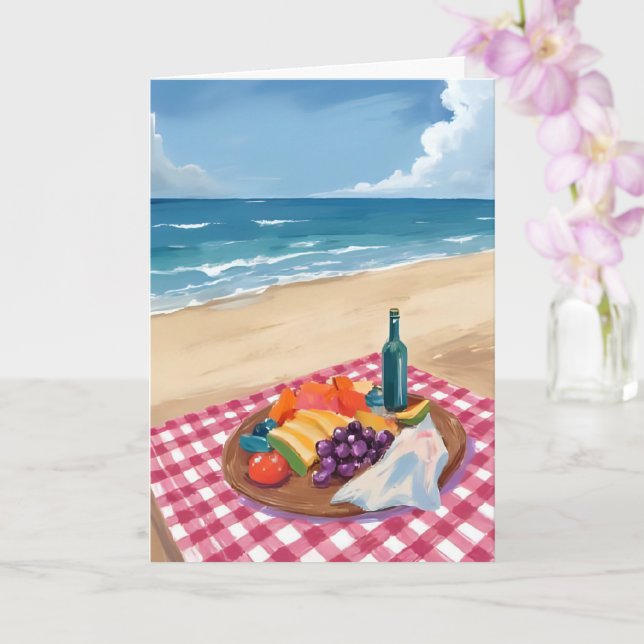 Strandpicknick | Ozeanstrand-Gemälde Karte (Orchidee)