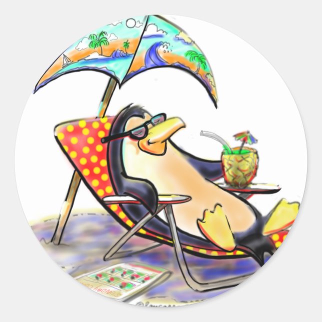 Strandpinguin Runder Aufkleber (Vorderseite)