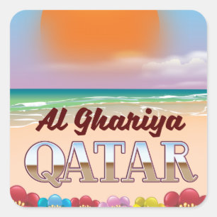 Strandposter Al Ghariya Katar Quadratischer Aufkleber