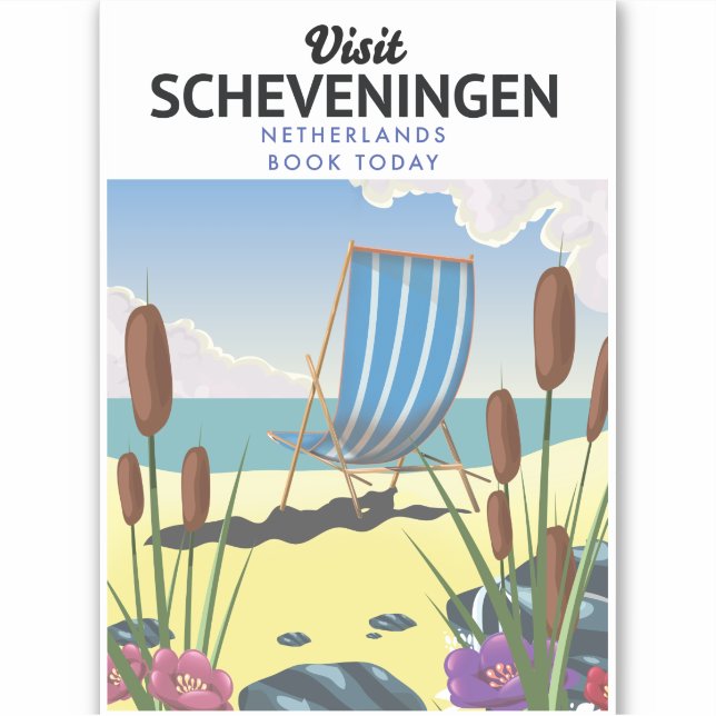 Strandposter Scheveningen Niederlande Aufkleber (Vorderseite)