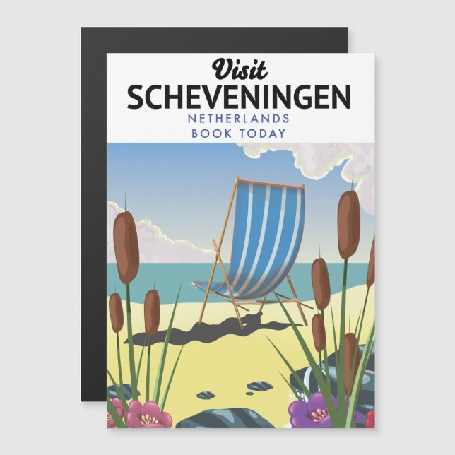 Strandposter Scheveningen Niederlande Magnetkarte (Vorne/Hinten)