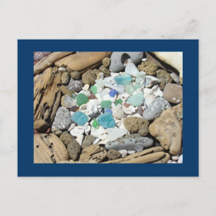 Strandpostkarten Treibholz Fossilien Meeresglas Postkarte