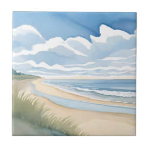 Strandpromenade   Küstenozean-Aquarell Fliese