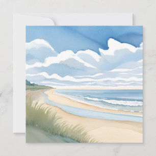 Strandpromenade   Küstenozean-Aquarell Karte
