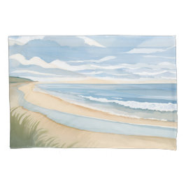 Strandpromenade | Küstenozean-Aquarell Kissenbezug