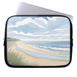 Strandpromenade   Küstenozean-Aquarell Laptopschutzhülle