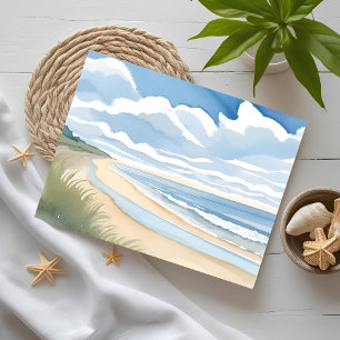 Strandpromenade   Küstenozean-Aquarell Postkarte