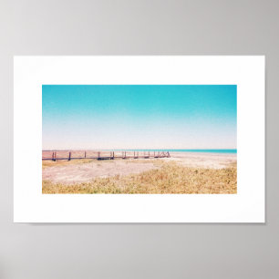 Strandpromenade Pastellblau Pink Landschaftsgestal Poster
