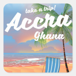 Strandprospekt für Accra Ghana Quadratischer Aufkleber