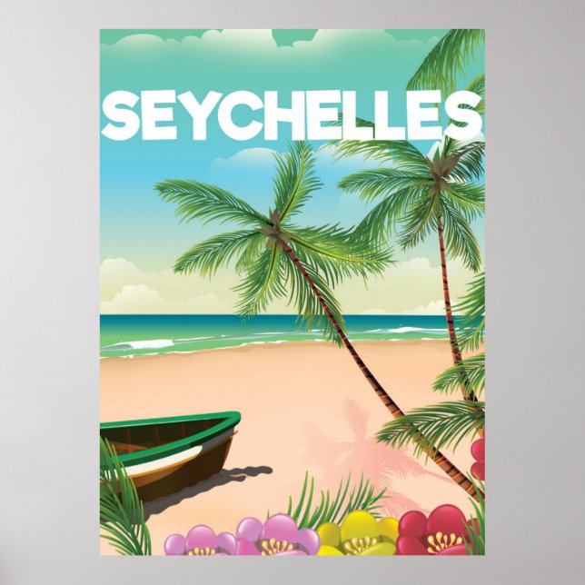 Strandprospekt für Seychellen Poster (Vorne)