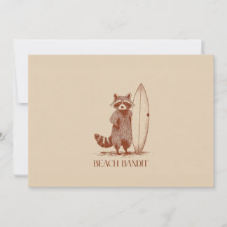 Strandräuber Waschbär Surfer – Lustig Retro Dankeskarte