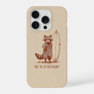 Strandräuber Waschbär Surfer – Lustiger Vintage iPhone 15 Pro Hülle