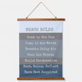 Strandregeln Moderner Farbblock Wandteppich Mit Holzrahmen