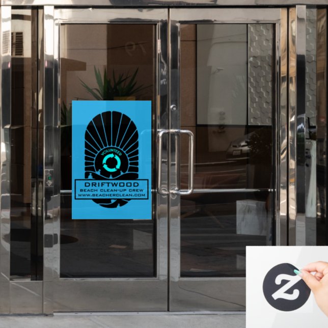 Strandreinigung - Freiwillige Crew Fensteraufkleber (Büro Tür)