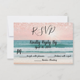 Strandromanze: Elegante Hochzeit am Meer RSVP Karte