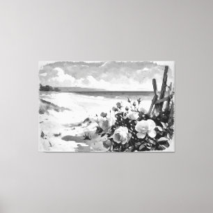 *~* Strandrosen B & W TV2 gespannte Leinwanddruck