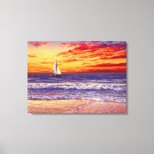 STRANDSAILBOAT SONNENSTRECKEN LEINWAND ART DRUCKEN (Vorderseite)
