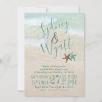 Strandsand Typografie Starfish Hochzeitseinladung
