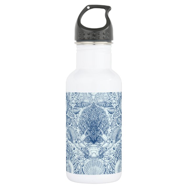 Strandschätze in Blau Edelstahlflasche (Vorderseite)