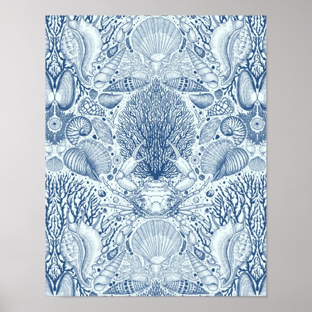 Strandschätze in Blau Poster (Vorne)