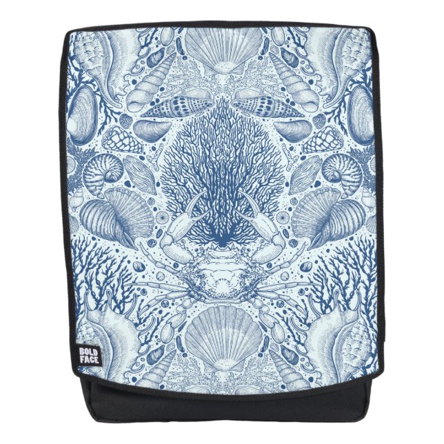 Strandschätze in Blau Rucksack (Vorderseite)