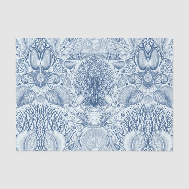 Strandschätze in Blau Seidenpapier (Vorderseite)