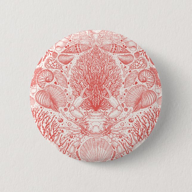 Strandschätze in Korallenrot Button (Vorderseite)