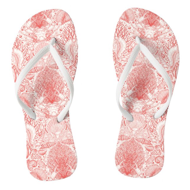 Strandschätze in Korallenrot Flip Flops (Fußbett)