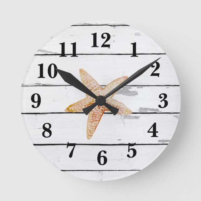Strandschildkröte Rustikale Dekoration Runde Wanduhr (Vorderseite)