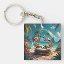 Strandschuh Dushi aruba mit Flamingos Schlüsselanhänger