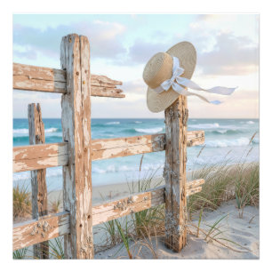 Strandsonnenhut in Meeresbrise Fotodruck