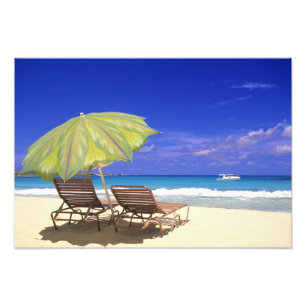 Strandsonnenschirm, Abaco, Bahamas Fotodruck