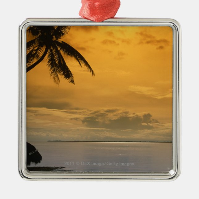Strandsonnenuntergang Silbernes Ornament (Vorne)