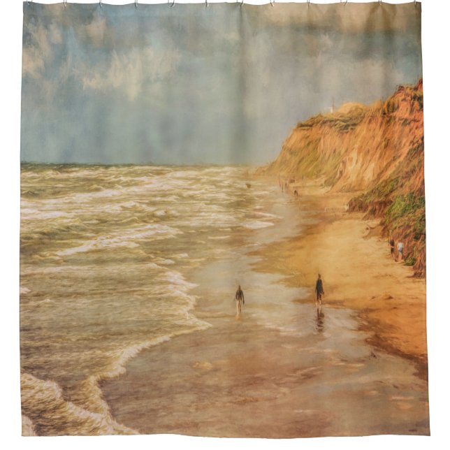 Strandspaziergang am Meer Duschvorhang (Vorderseite)