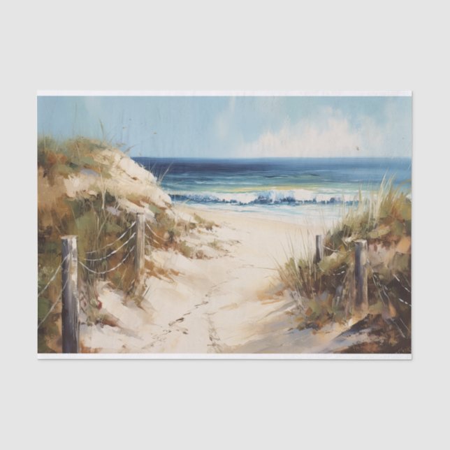 Strandspaziergang Küstenlandschaft Malerei Decoupa Seidenpapier (Vorderseite)