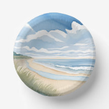 Strandspaziergang | Küstenozean-Aquarell