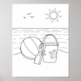 Strandspielzeug-Farbenplakat Poster