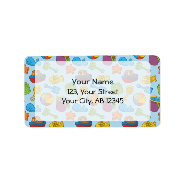Strandspielzeug-Symbole Adressaufkleber (Vorne)