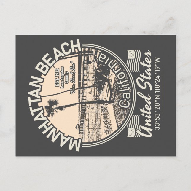STRANDSTADT MANHATTAN - LOS ANGELES CALIFORNIA POSTKARTE (Vorderseite)