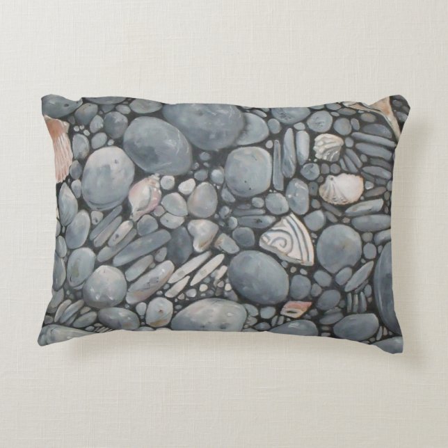 Strandsteine Muscheln Kies Felsen Malerei Dekokissen (Rückseite)