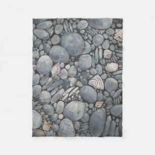 Strandsteine Muscheln Kies Felsen Malerei Fleecedecke