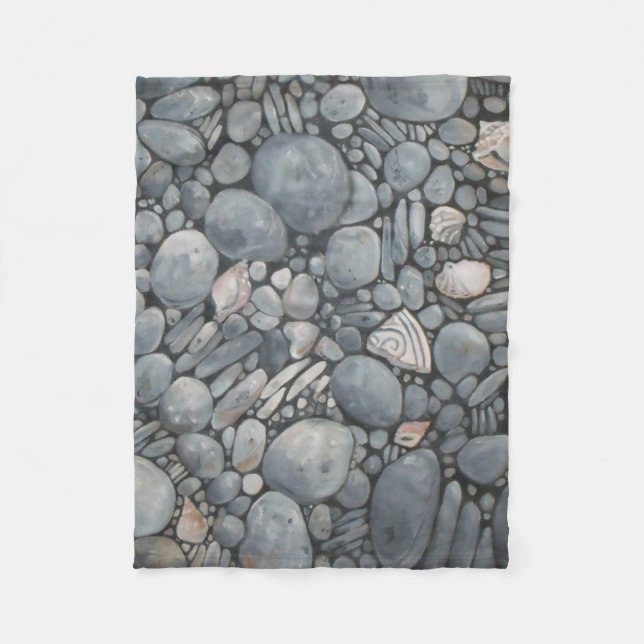 Strandsteine Muscheln Kies Felsen Malerei Fleecedecke (Vorderseite)