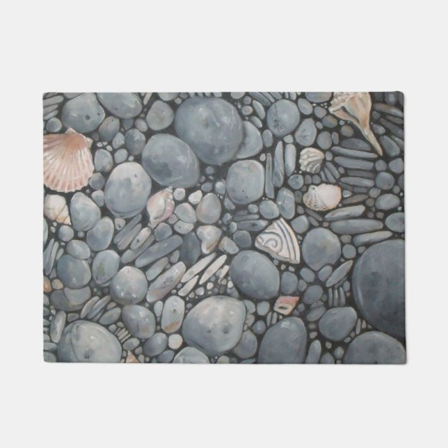 Strandsteine Muscheln Kies Felsen Malerei Fußmatte (Vorderseite)