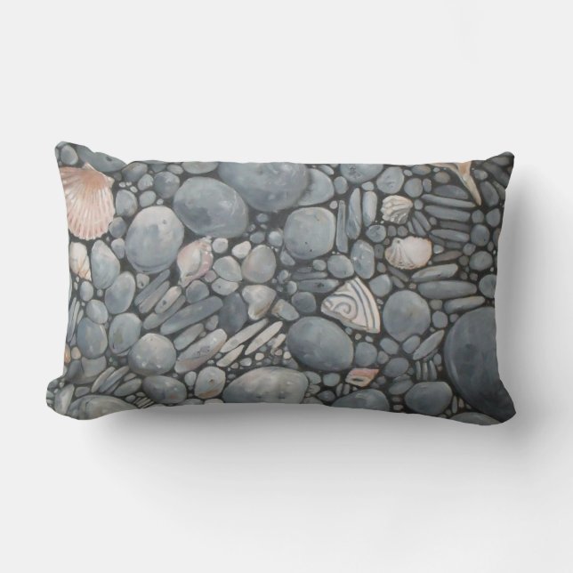 Strandsteine Muscheln Kies Felsen Malerei Lendenkissen (Vorderseite)
